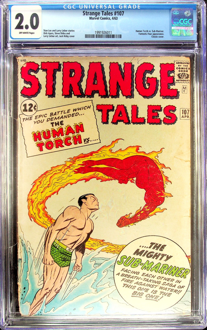 Strange Tales #107 (1963) CGC 2.0 GD OW Pages Sub-Mariner & Human Torch Battle