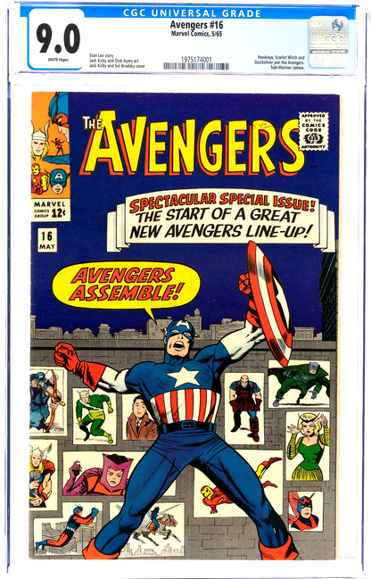 The Avengers #16 (1965) CGC 9.0 VF/NM WHITE KEY Kirby Classic Cover New Line-Up