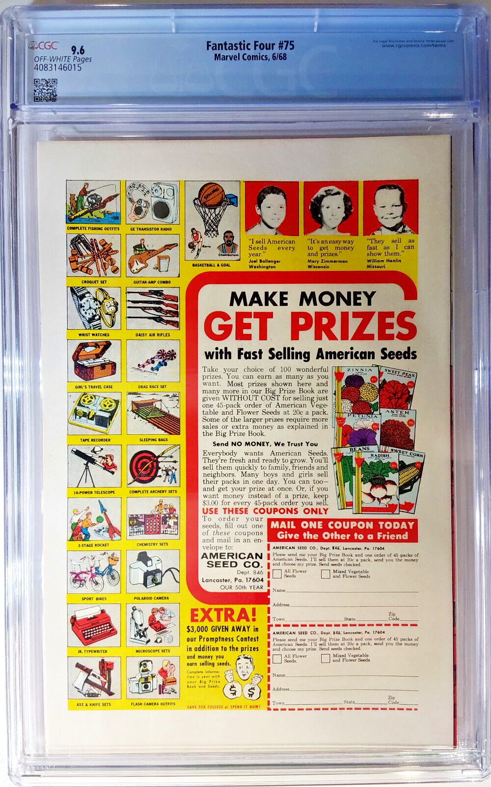 Fantastic Four #75 (1968) CGC NM+ 9.6 Off-White Silver Surfer Galactus Kirby