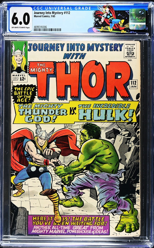 Journey Into Mystery 112 (1965) CGC 6.0 FN OW/W KEY Kirby 1st Hulk Thor Battle