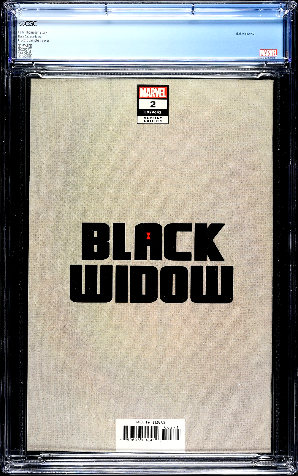 Black Widow #2 (2020) CGC 9.8 NM/MT Campbell Virgin 1:500 Retired Custom Label