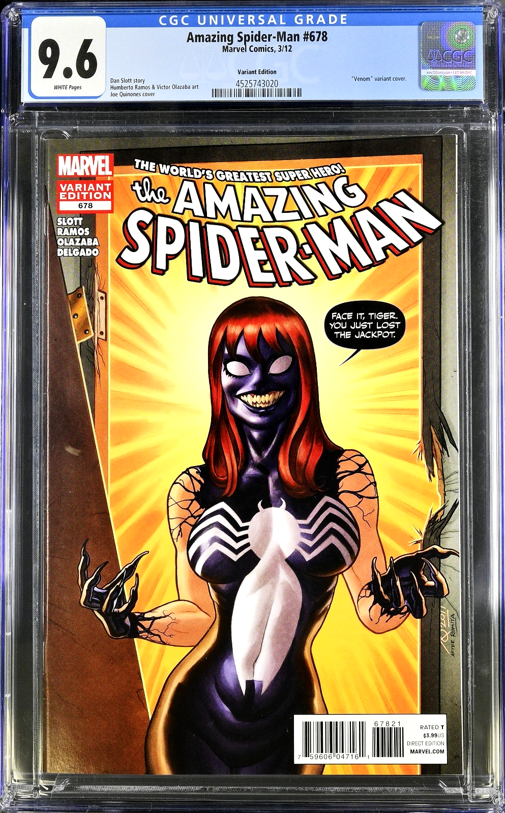 Amazing Spider-Man #678 (2012) CGC 9.6 NM+ Quinones Venom Variant LTD 1:50 RARE
