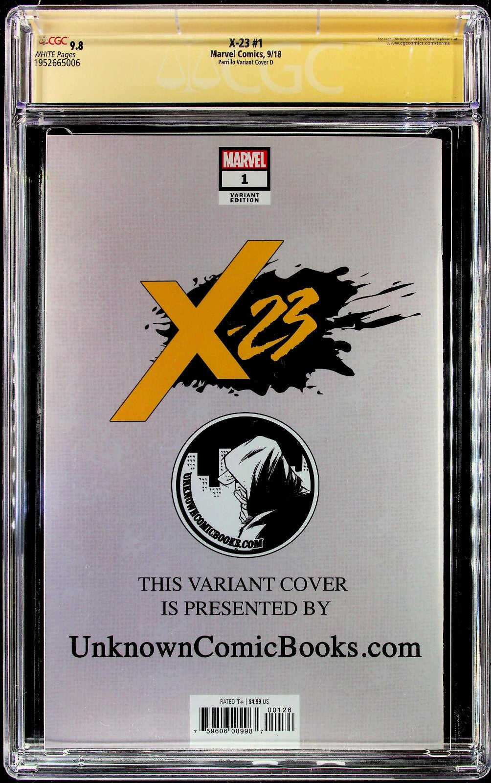 X-23 #1 (2018) CGC SS 9.8 NM/MT Unknown Comics Signed Parrillo Venomized Virgin