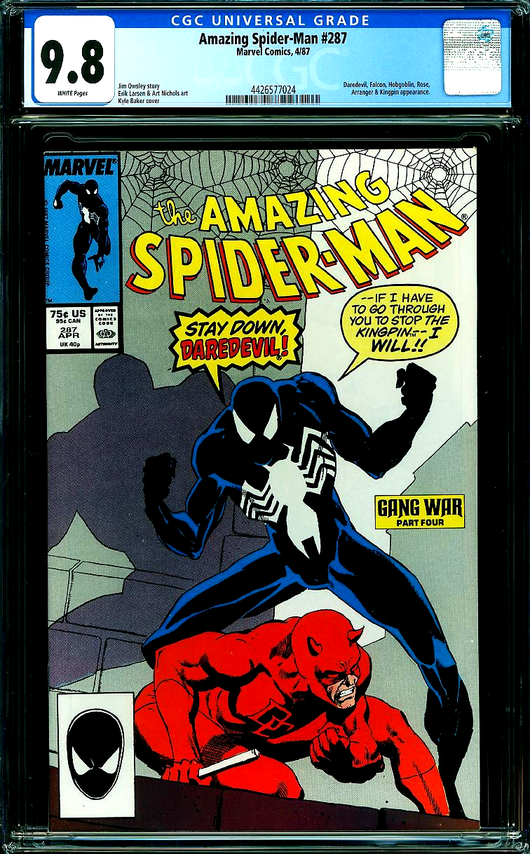 Amazing Spider-Man #287 (1987) CGC 9.8 NM/MT White Pages Daredevil Battle Cover