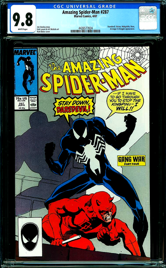 Amazing Spider-Man #287 (1987) CGC 9.8 NM/MT White Pages Daredevil Battle Cover