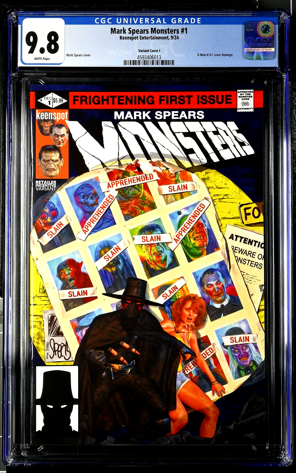 Mark Spears Monsters #1 (2024) CGC 9.8 NM/MT Cover I X-Men 141 Homage Ltd 1:50
