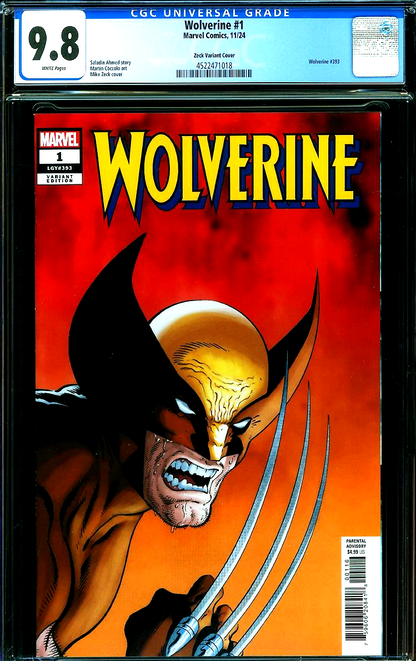 Wolverine #1 (2024) CGC 9.8 NM/MT WHITE Mike Zeck Retailer Edition LTD (1:50)