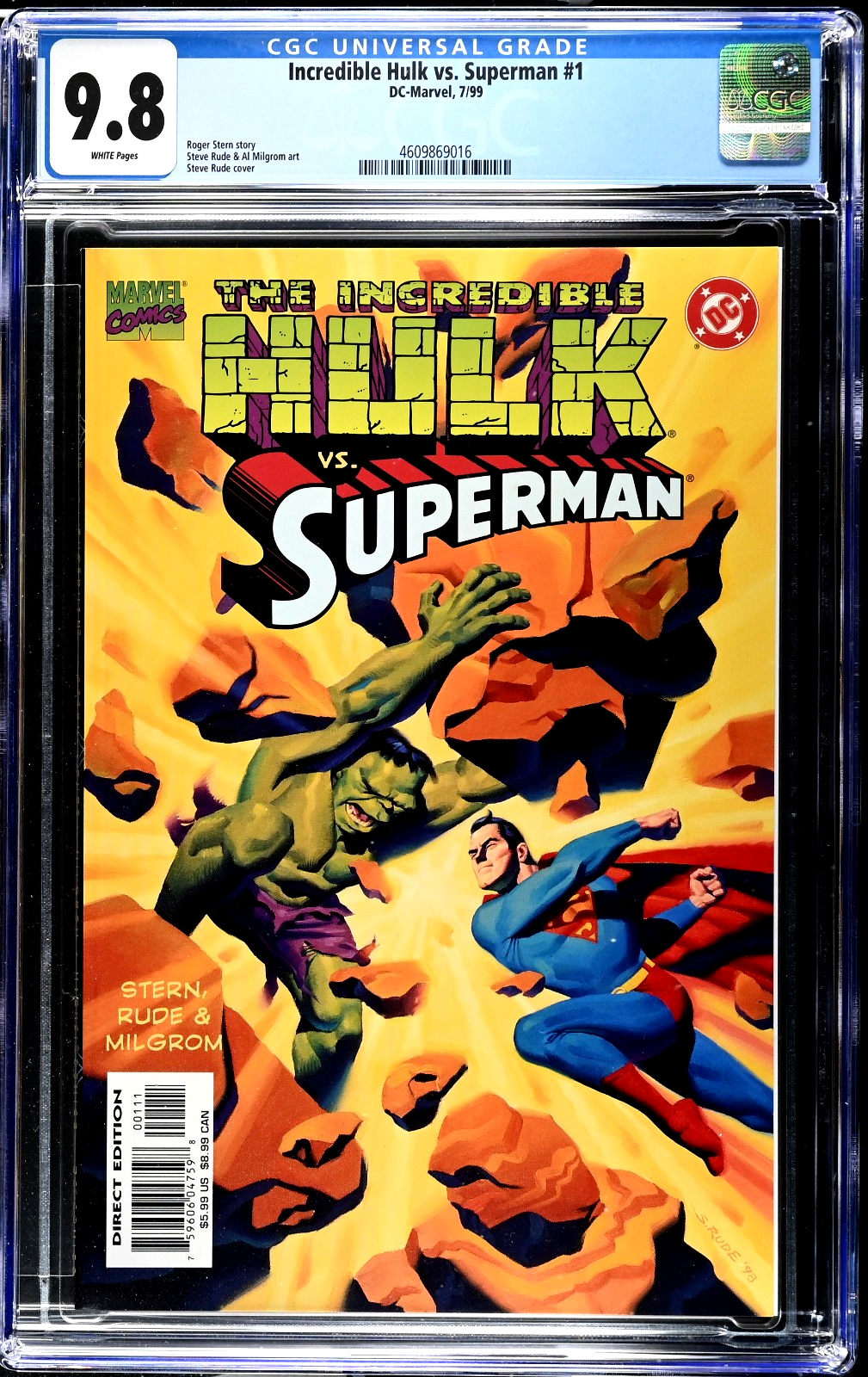 Incredible Hulk vs. Superman (1999) CGC 9.8 NM/MT White Rude Iconic Battle Cover