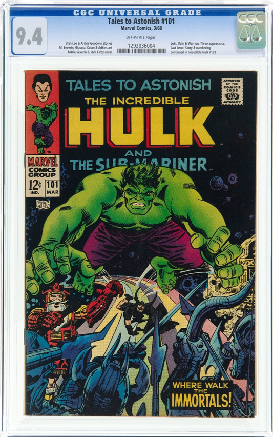 Tales to Astonish #101 (1968) CGC 9.4 NM Off-White KEY Last Hulk Issue in Series