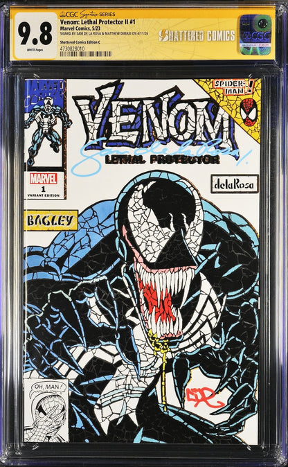 Venom Lethal Protector II #1 (2023) CGC 9.8 SS Sign Delarosa Demasi Shattered C