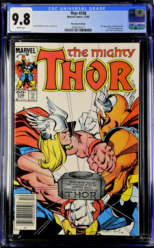 Thor #338 (1983) CGC 9.8 NM/MT WHITE 2nd Beta Ray Newsstand KEY Homage Cover