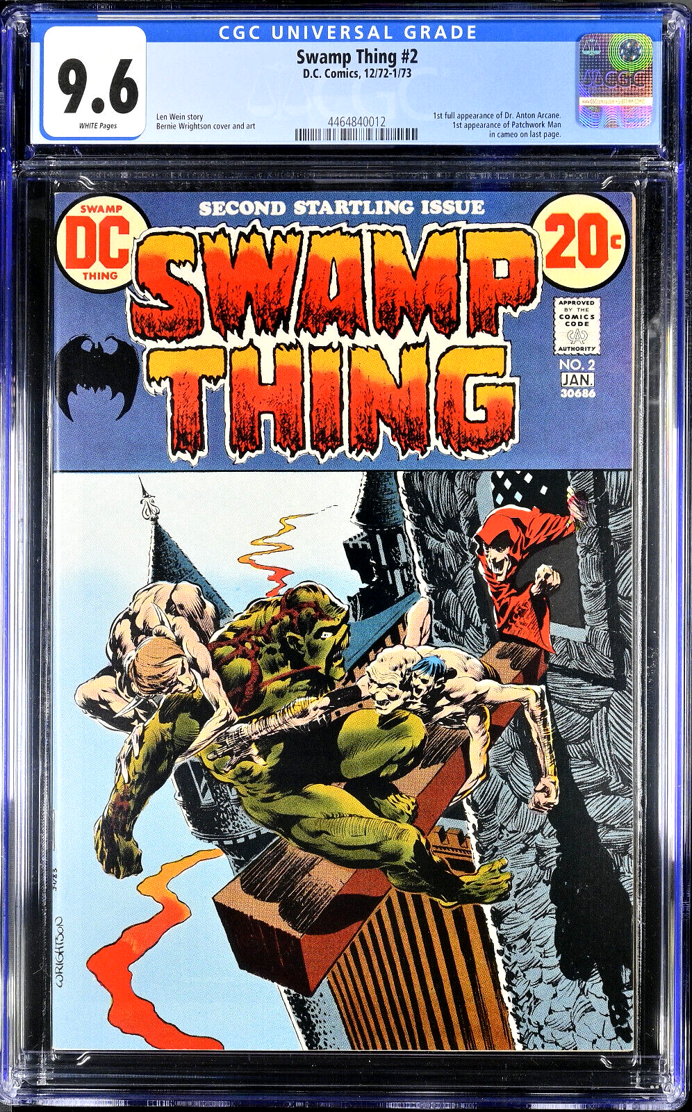 Swamp Thing #2 (1973) CGC 9.6 NM+ White 1st Dr. Arcane & Patchwork Man Wrightson