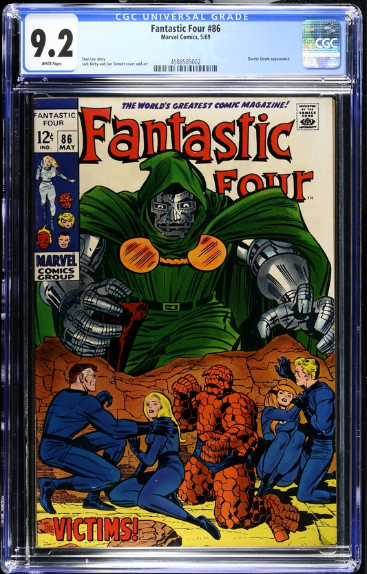 Fantastic Four #86 (1969) CGC 9.2 NM- WHITE Pages Doctor Doom Appearance
