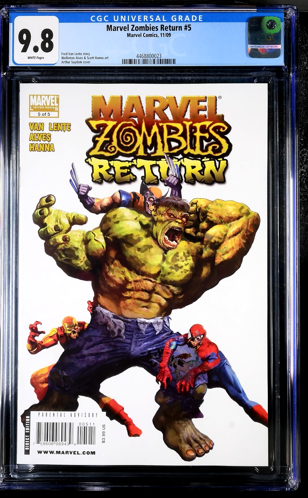 Marvel Zombies Return #5 (2009) CGC 9.8 NM/MT Suydam Zombie Hulk Battle Cover