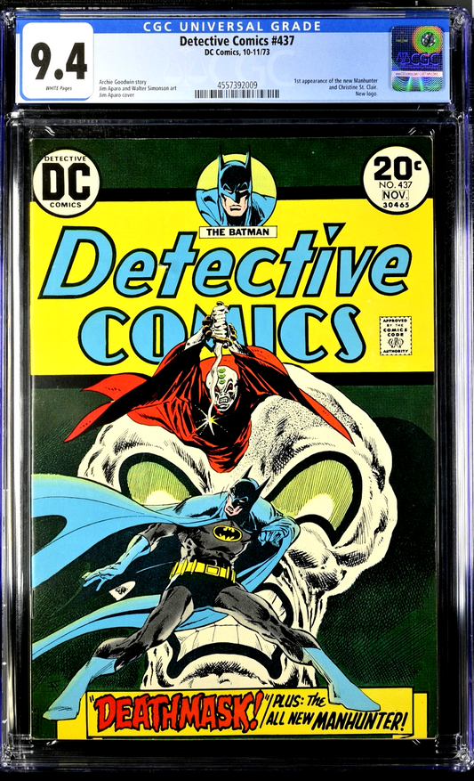Detective Comics #437 (1973) CGC 9.4 NM WHITE Key 1st New Manhunter Skull Cover