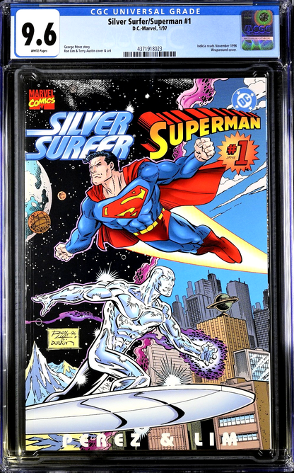 Silver Surfer / Superman #1 (1997) CGC 9.6 NM+ WHITE Ron Lim Wraparound Cover