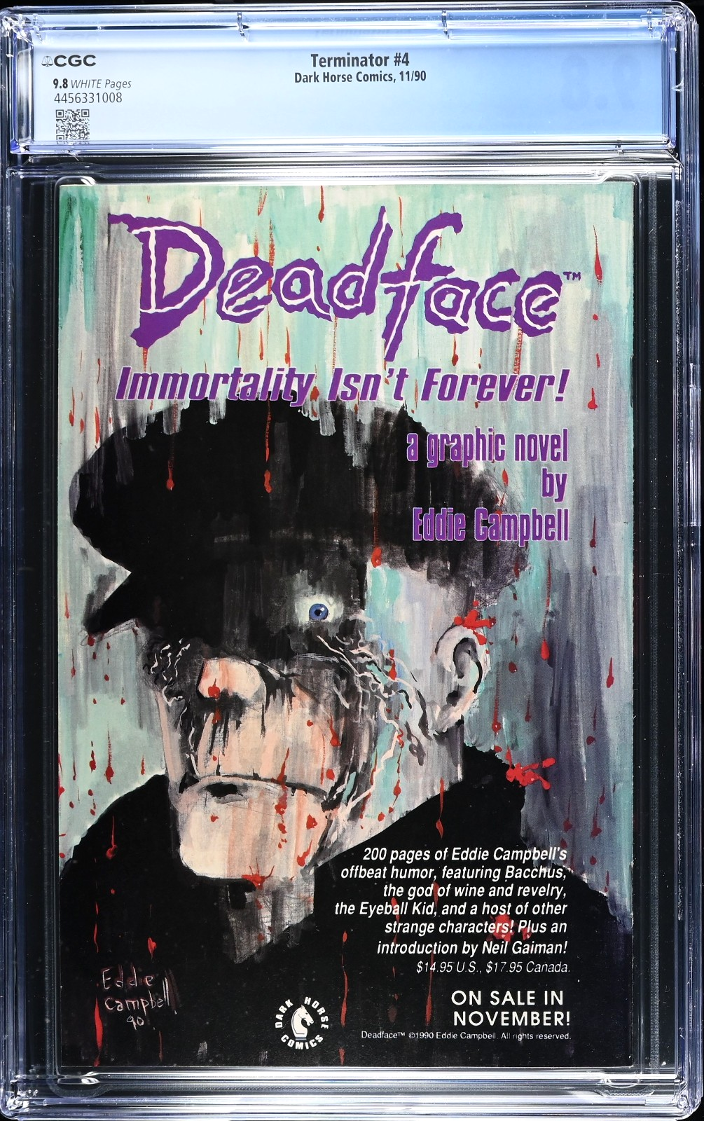 Terminator #4 (1990) CGC 9.8 NM/MT White Pages Dark Horse Classic Warner Cover