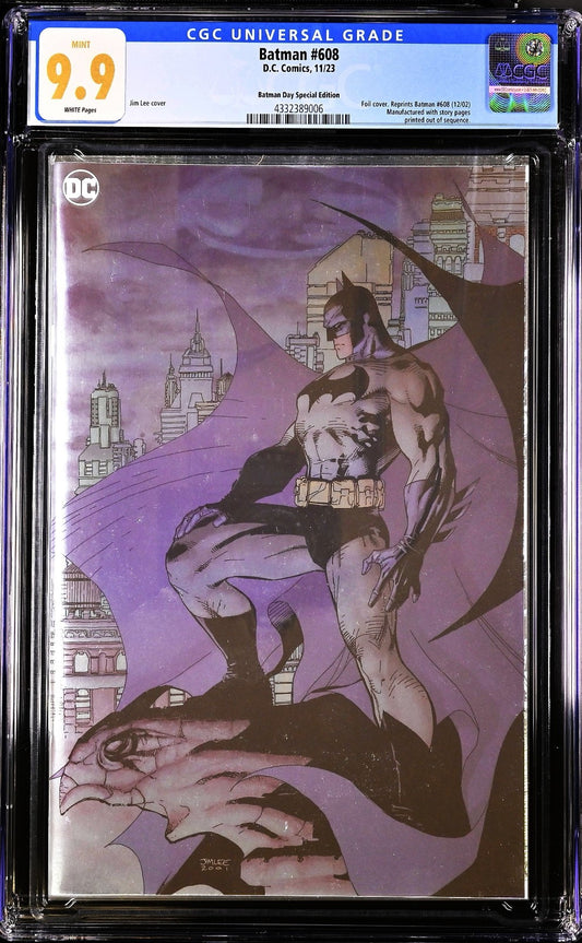 Batman #608 (2023) CGC 9.9 MINT Jim Lee Batman Day Special Foil Mfg Print Error