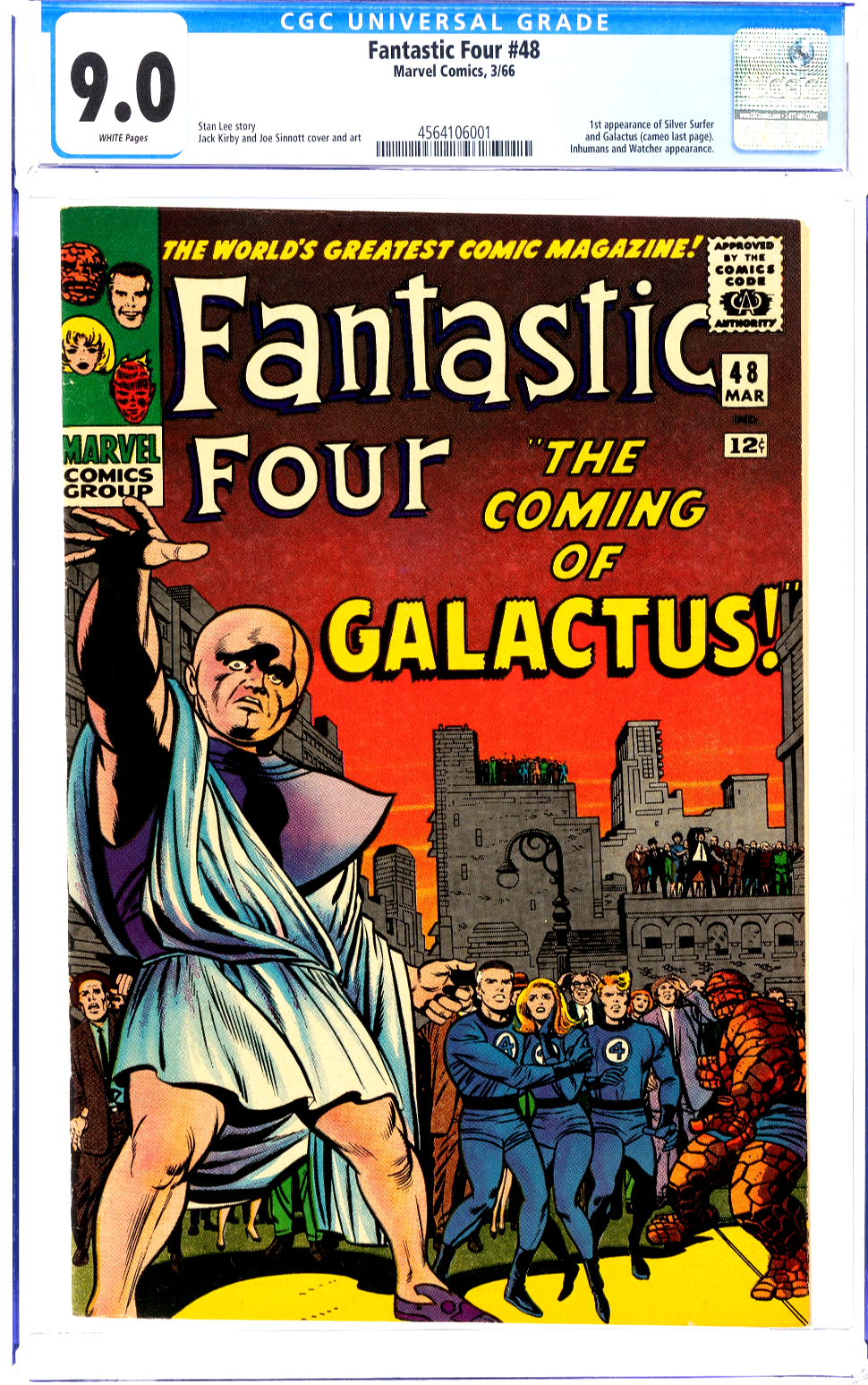 Fantastic Four #48 (1966) CGC 9.0 VF/NM WHITE Key 1st Silver Surfer Galactus PC