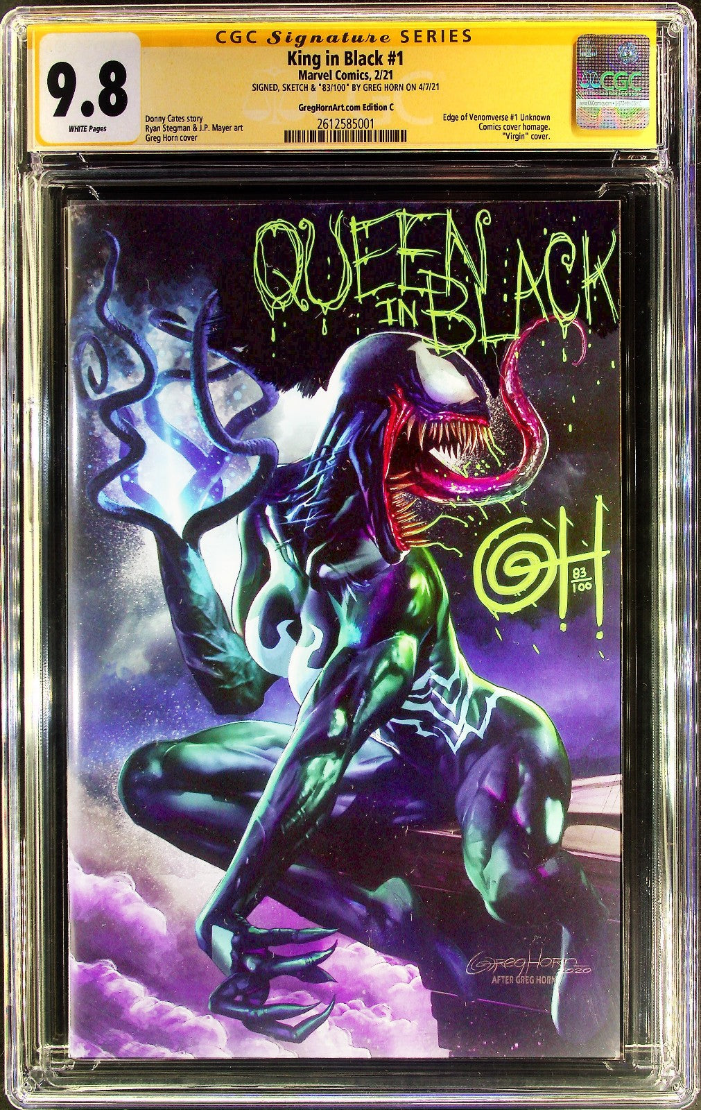 King in Black #1 (2021) CGC 9.8 SS NM/MT Greg Horn Queen in Black Remark #83/100