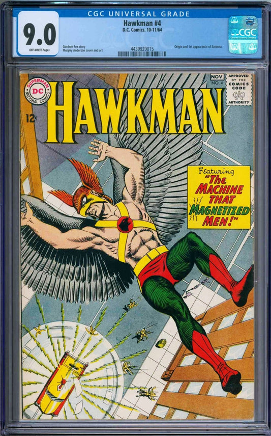 Hawkman #4 (1964) CGC 9.0 VF/NM Off-White Pages KEY Origin &  1st Zatanna