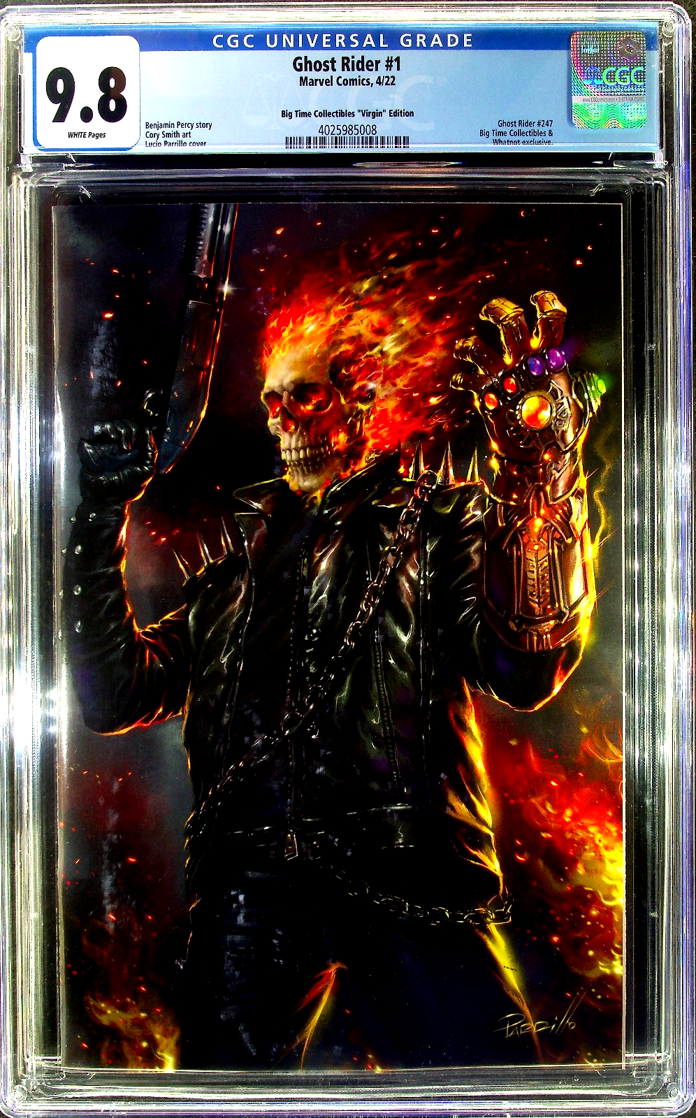 Ghost Rider #1 (2022) CGC 9.8 NM/MT Lucio Parrillo Virgin BTC WhatNot Exclusive
