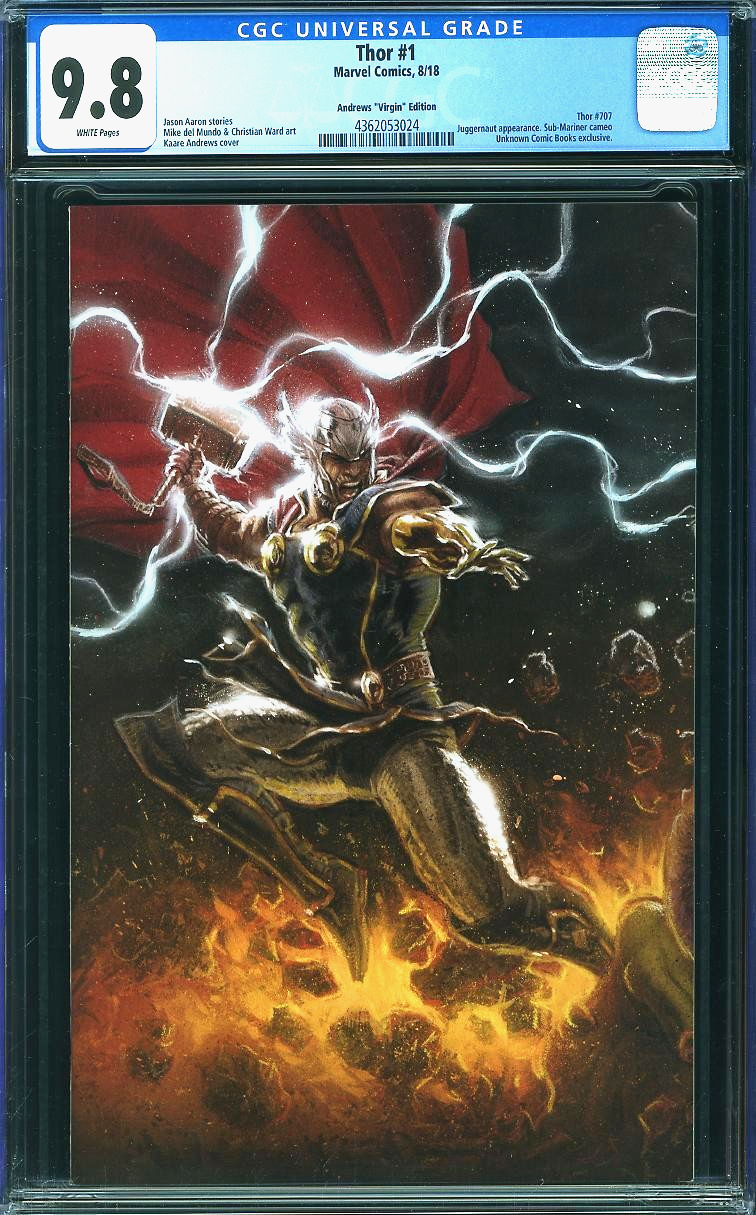 Thor #1 (2018) CGC 9.8 NM/MT Uknown Comics Kaare Andrews Connecting Virgin Cover