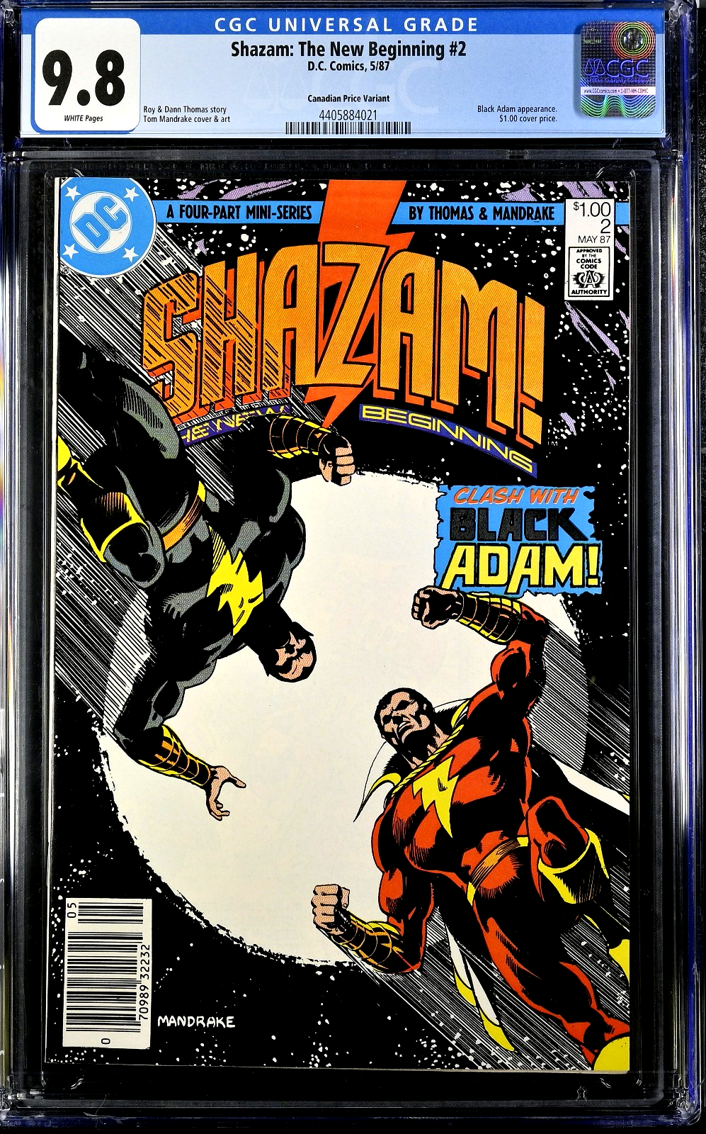 Shazam The New Beginning #2 (1987) CGC 9.8 Black Adam Canadian Price Variant