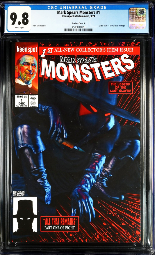 Mark Spears Monsters #1 (2024) CGC 9.8 NM/MT Cover H Last Slayer Homage Ltd 1:25