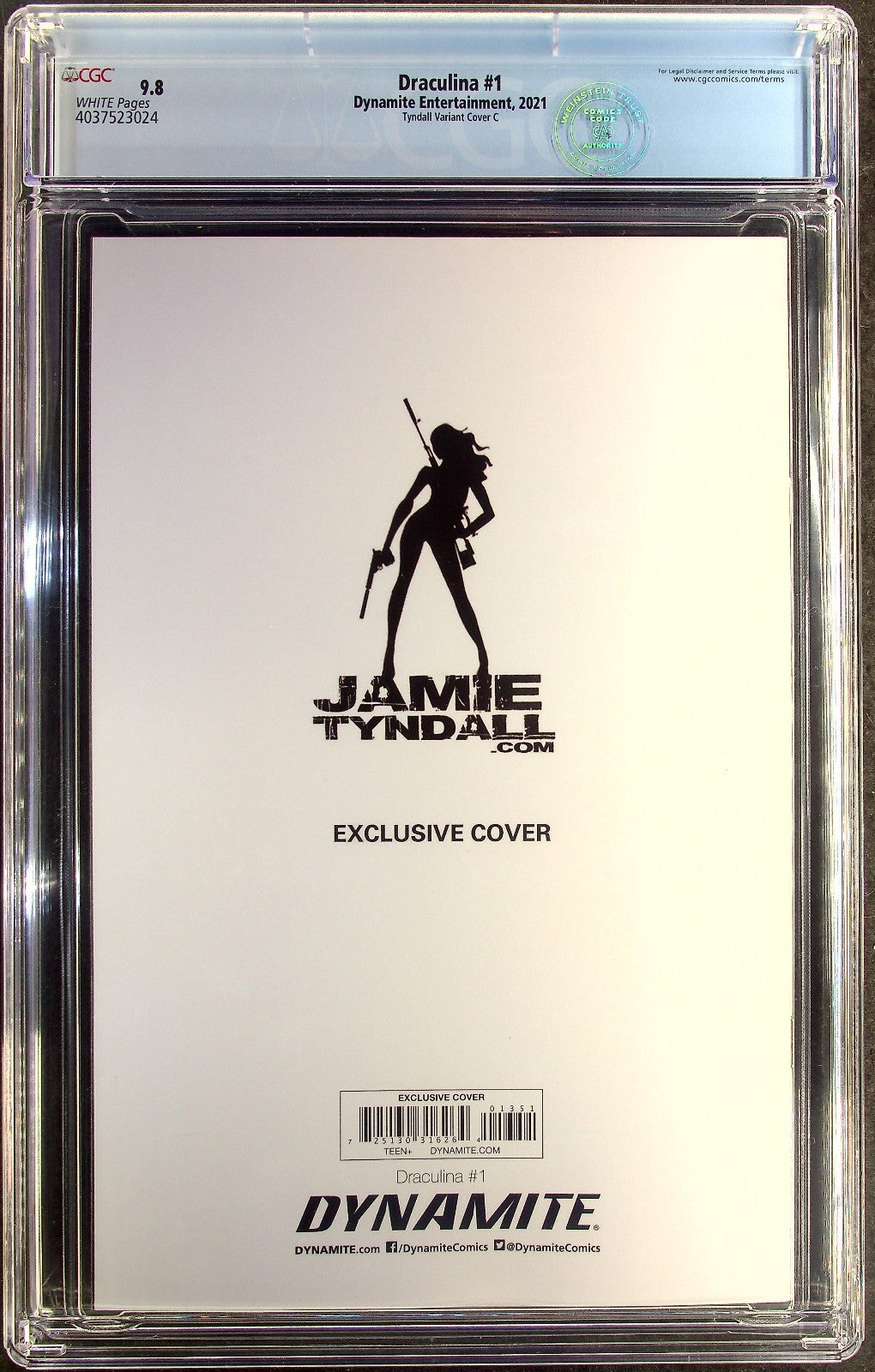 Draculina #1 (2021) CGC 9.8 NM/MT Dynamite Tyndall Virgin Black Cover C LTD 100