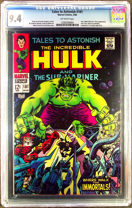 Tales to Astonish #101 (1968) CGC 9.4 NM Off-White KEY Last Hulk Issue in Series