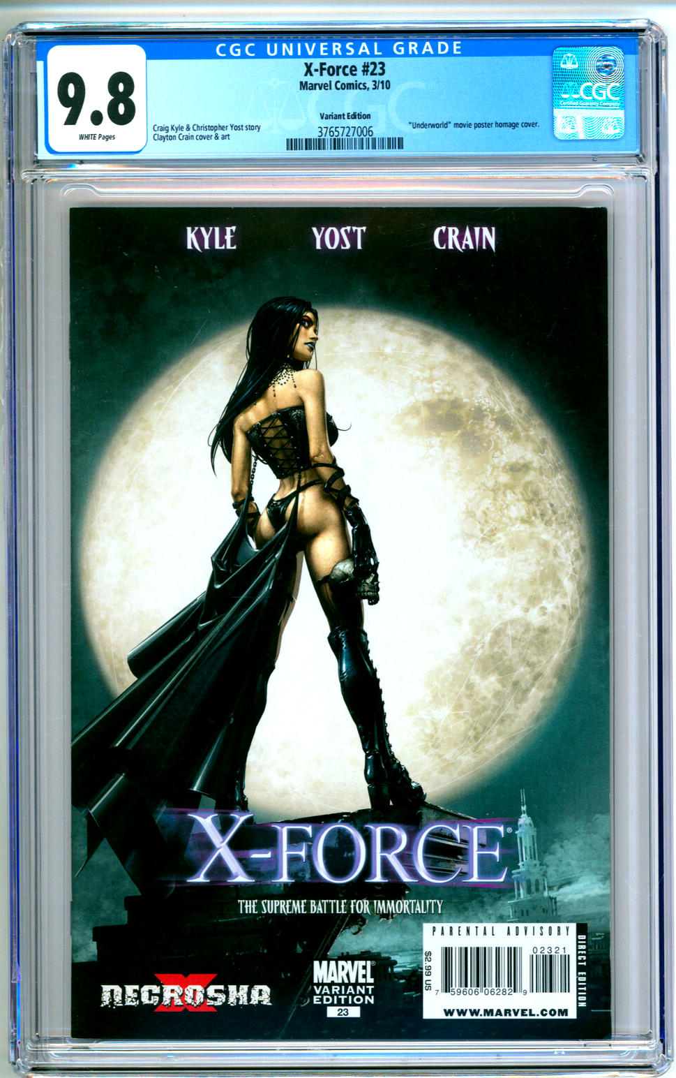 X-Force #23 (2010) CGC 9.8 NM/MT WHITE Clayton Crain Underworld Homage 1:15