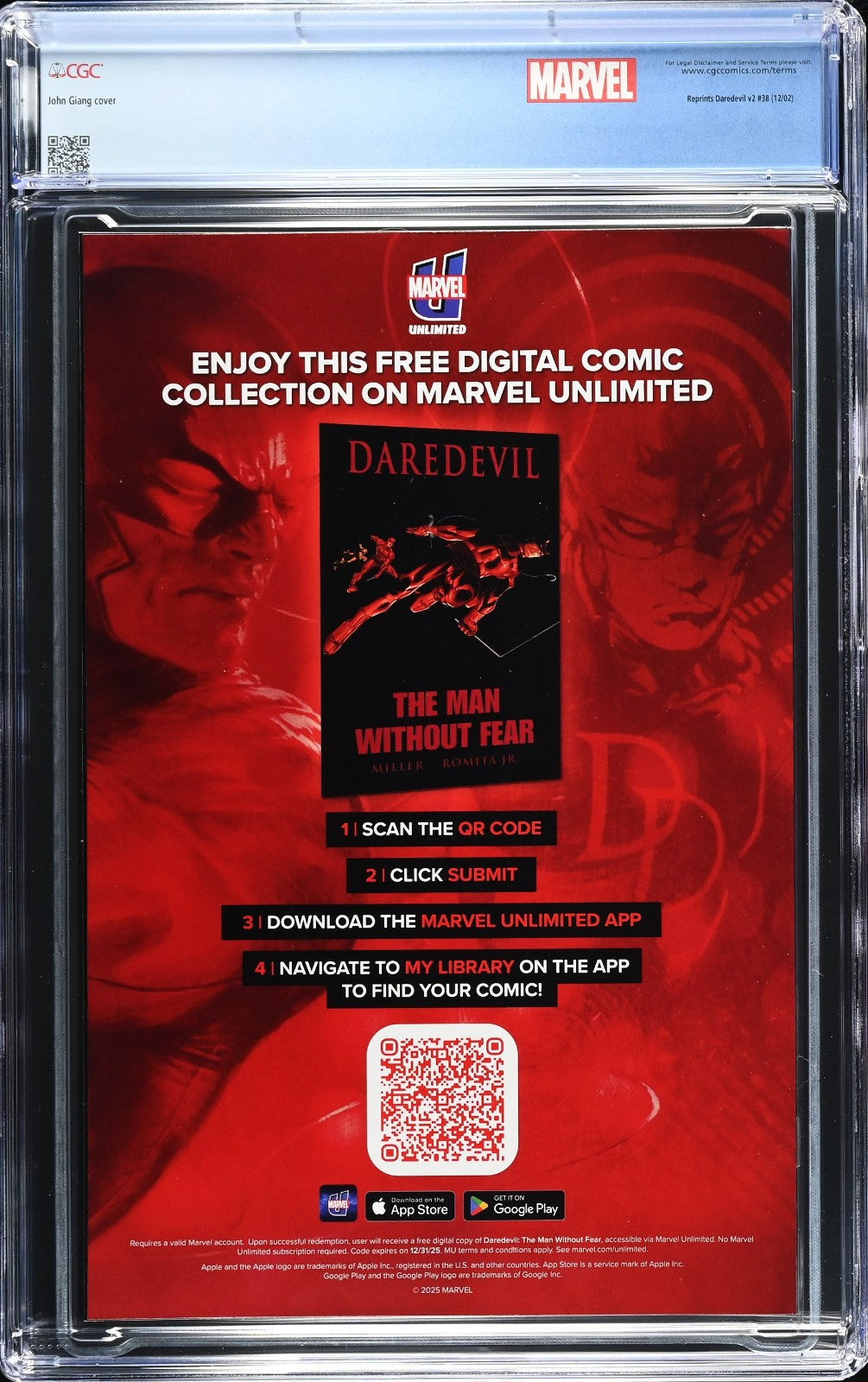 Daredevil Reissue #38 (2025) CGC 9.8 Whatnot Silver Foil Retired Custom Label