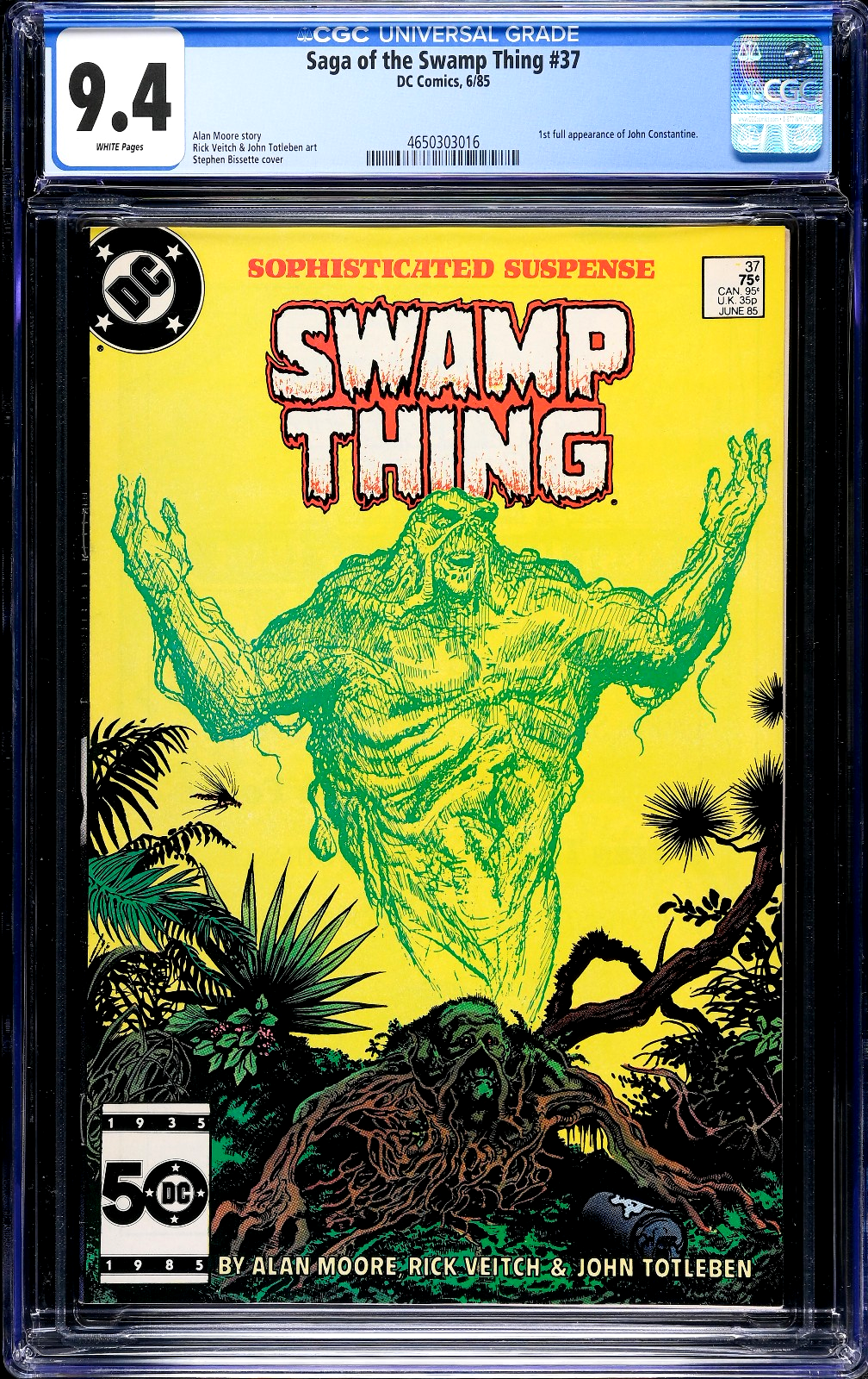 Saga of the Swamp Thing #37 (1985) CGC 9.4 NM WHITE Key 1st John Constantine