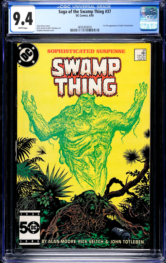 Saga of the Swamp Thing #37 (1985) CGC 9.4 NM WHITE Key 1st John Constantine