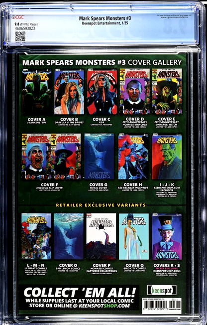 Mark Spears Monsters #3 (2025) CGC 9.8 NM/MT Cover A Frankenstein's Chair