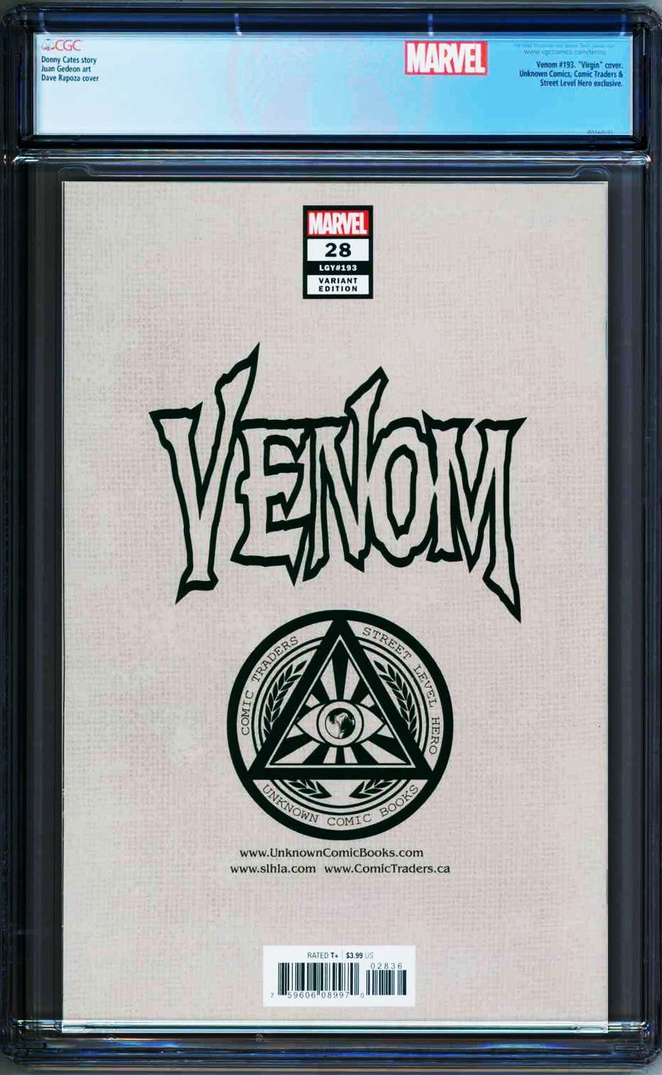 Venom #28 (2020) CGC 9.8 NM/MT White LGY 193 Illuminati Rapoza Virgin Edition C