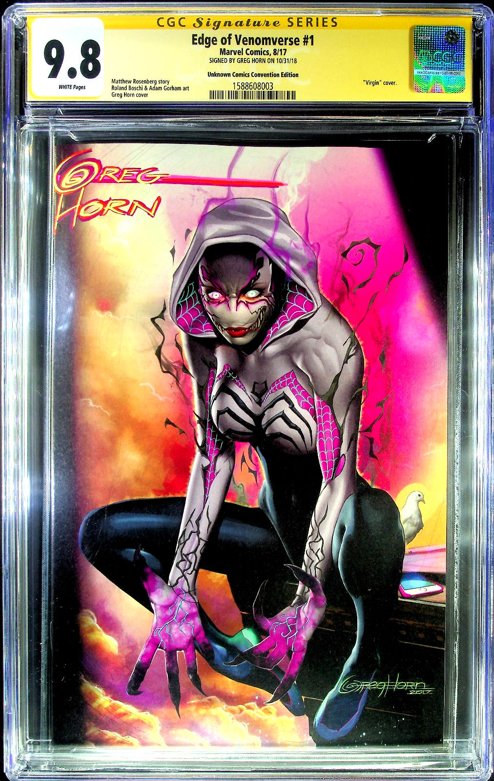 Edge of Venomverse #1 (2017) CGC 9.8 Virgin Cover D Greg Horn Enhanced Signature