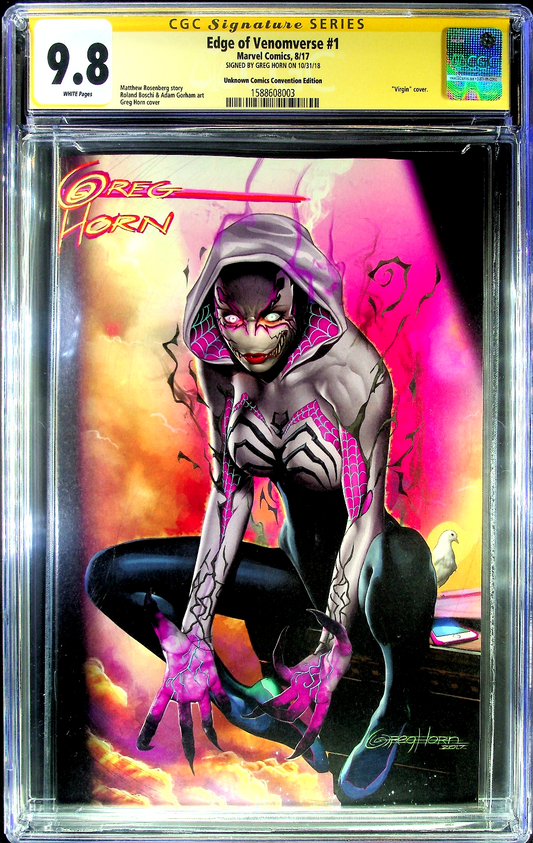 Edge of Venomverse #1 (2017) CGC 9.8 Virgin Cover D Greg Horn Enhanced Signature