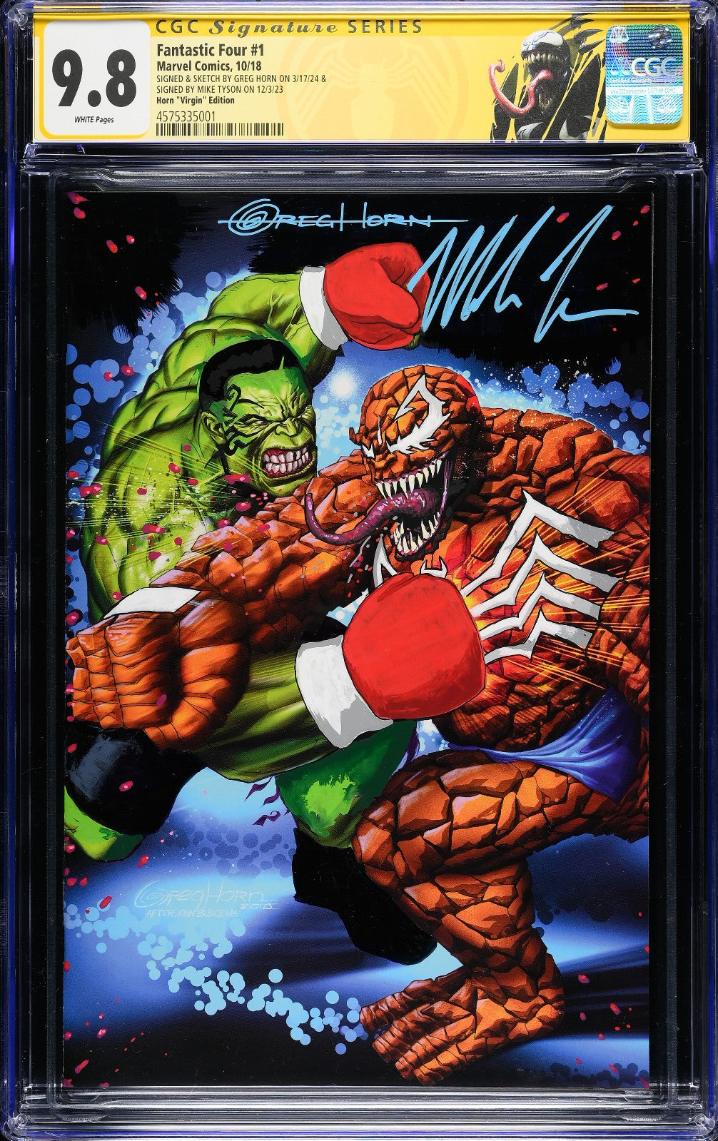 Fantastic Four #1 (2018) CGC 9.8 SS X2 Wanted Comix Greg Horn & Mike Tyson Sign