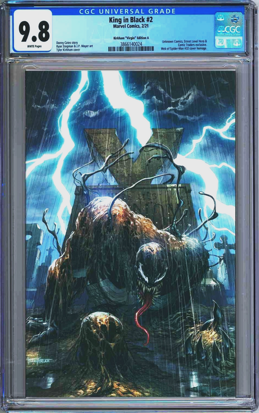 King in Black #2 (2021) CGC 9.8 NM/MT Kirkham Virgin Homage Web of Spiderman #32