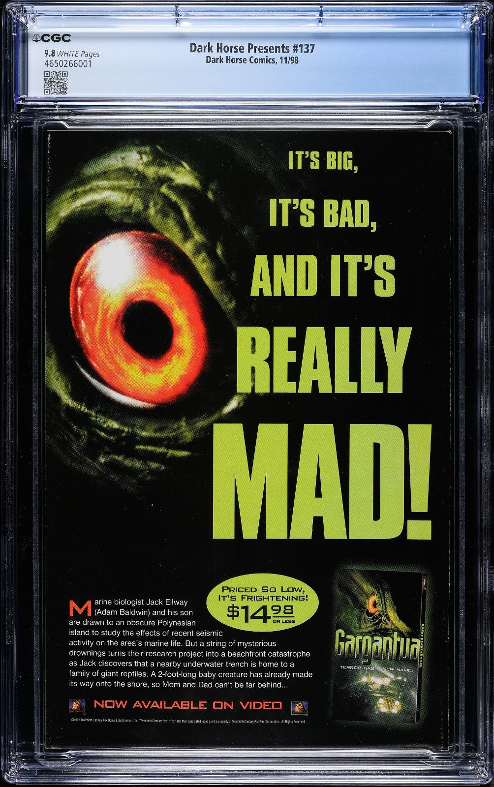 Dark Horse Presents #137 (1998) CGC 9.8 NM/MT Dark Horse Predator vs Nazis