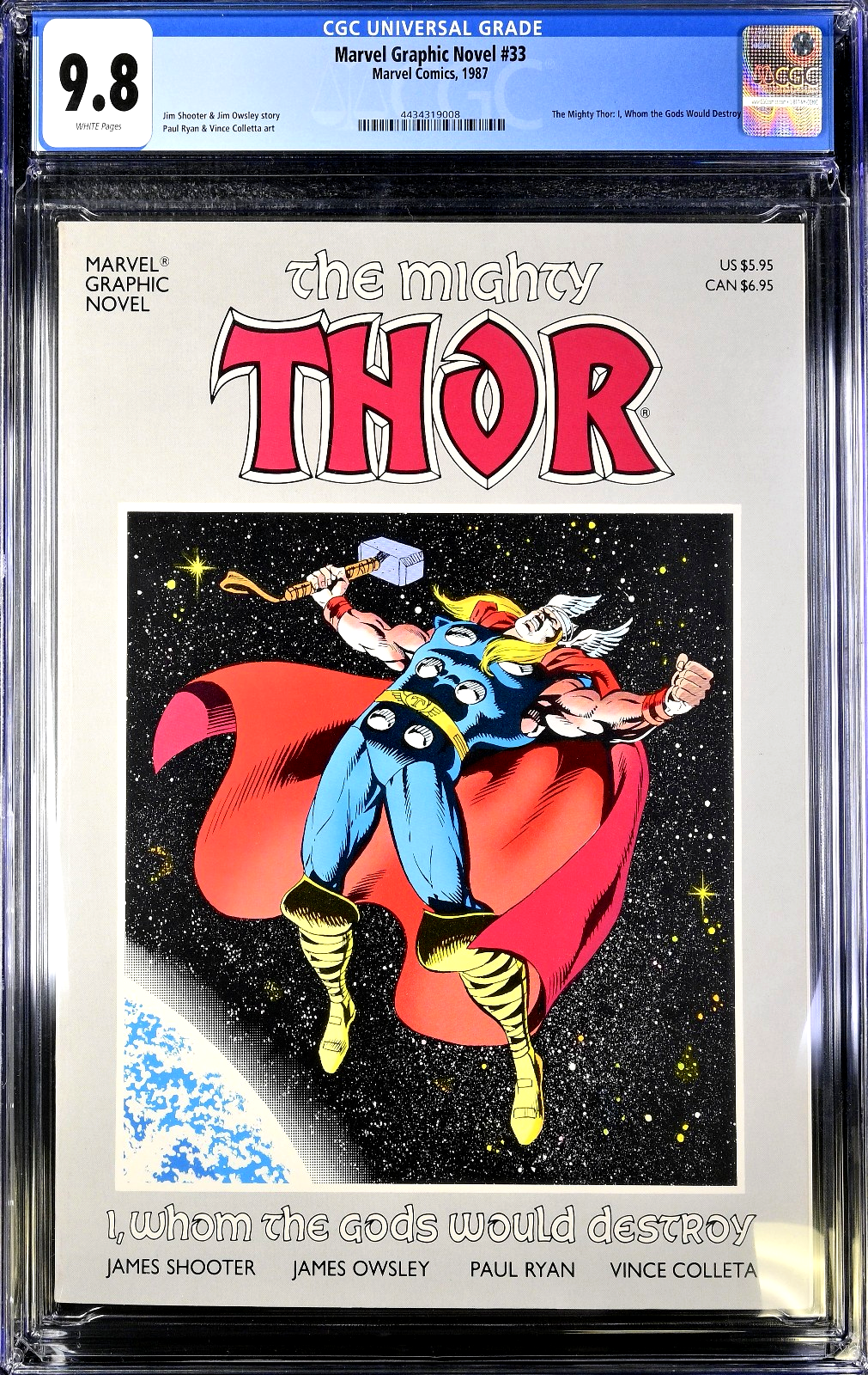 Marvel Graphic Novel #33 (1987) CGC 9.8 NM/MT White Iconic Thor in Space Cover