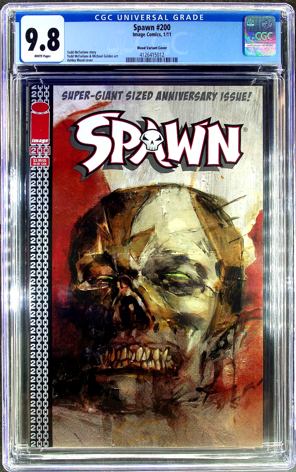 Spawn #200 (2011) CGC 9.8 NM/MT WHITE Ashley Wood Skull Cover Omega Spawn Origin