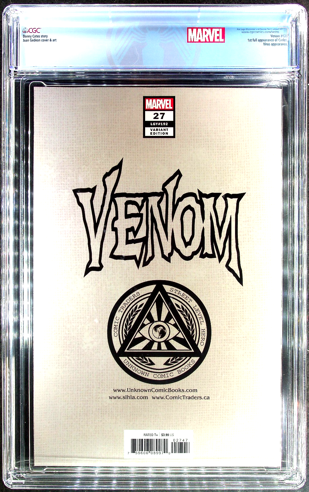 Venom #27 (2020) CGC 9.8 NM/MT LGY 129 Illuminati 3rd Print Virgin 1st Codex