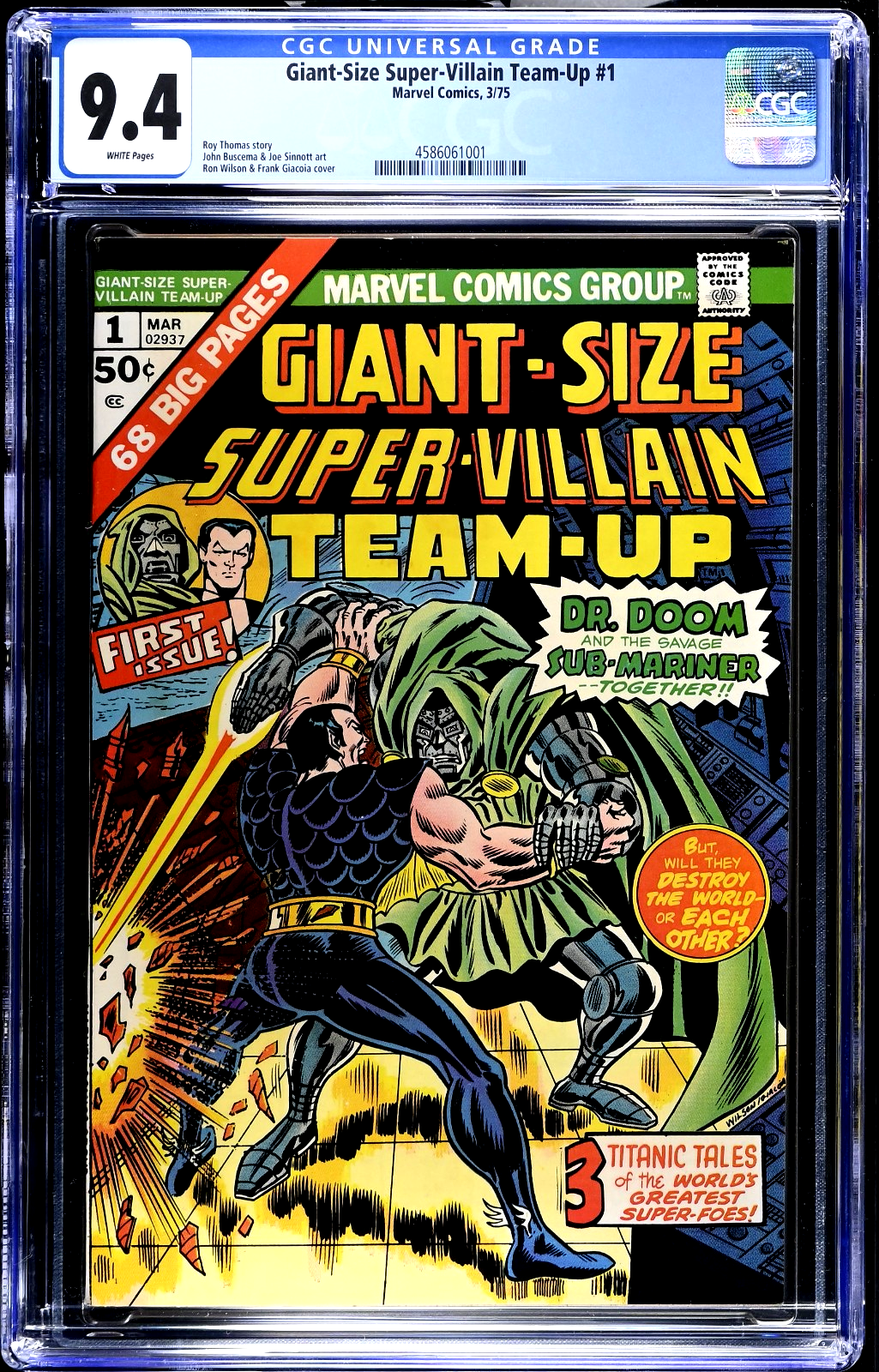 Giant-Size Super-Villain Team-Up #1 (1975) CGC 9.4 NM White Dr. Doom Sub-Mariner