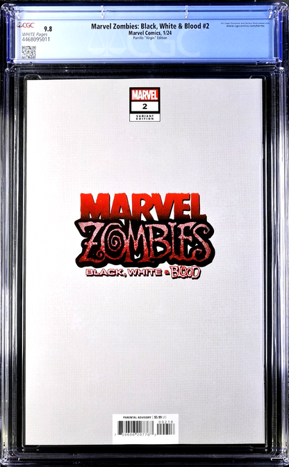 Marvel Zombies Black White Blood #2 (2024) CGC 9.8 NM/MT Parrillo LTD 1:100