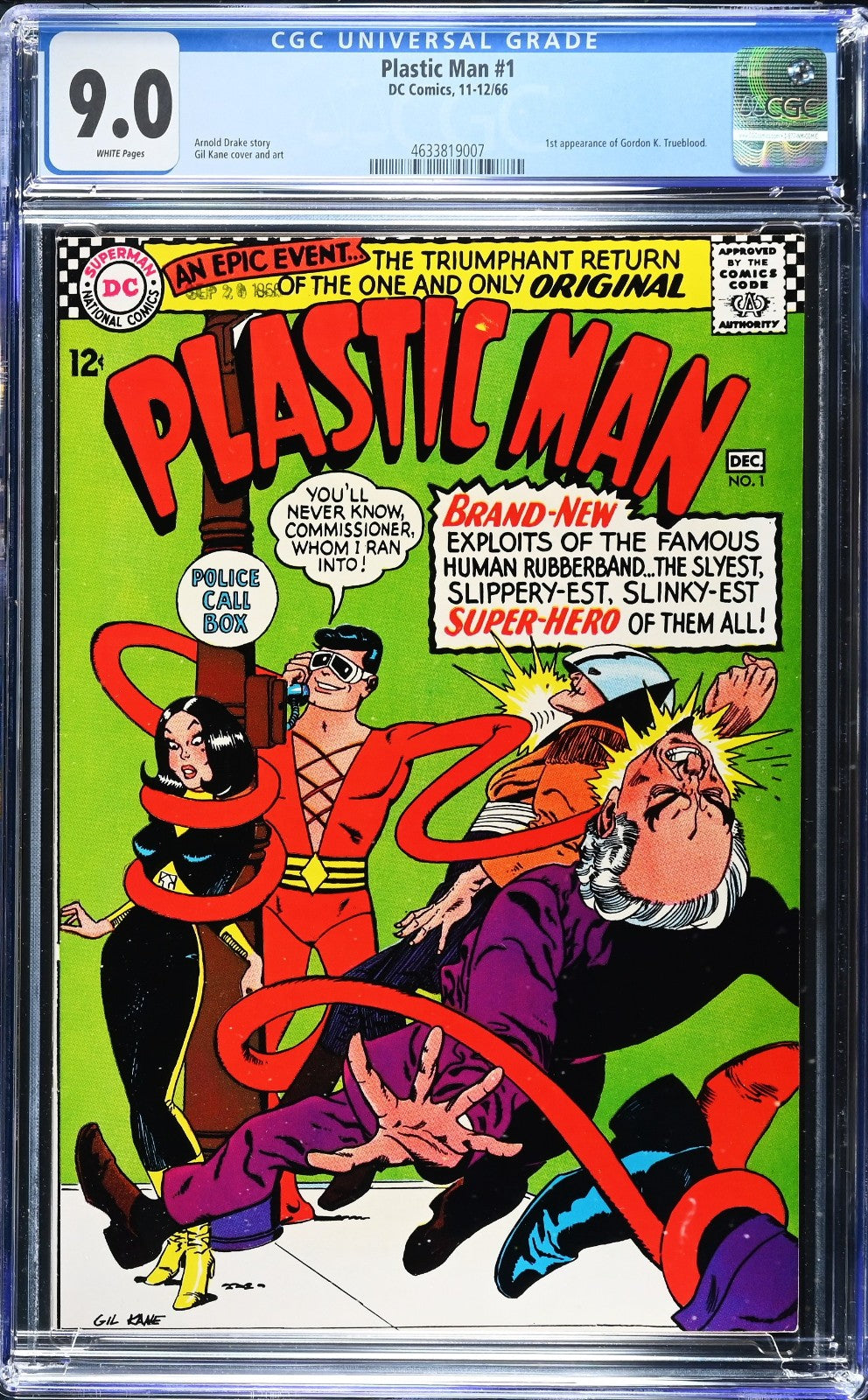 Plastic Man #1 ( 1966) CGC 9.0 VF/NM WHITE KEY 1st Silver Age & Trueblood Appear