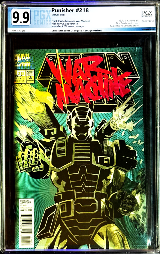 Punisher #218 (2018) PGX 9.9 MINT White 1st Punisher War Machine Lenticular Cvr