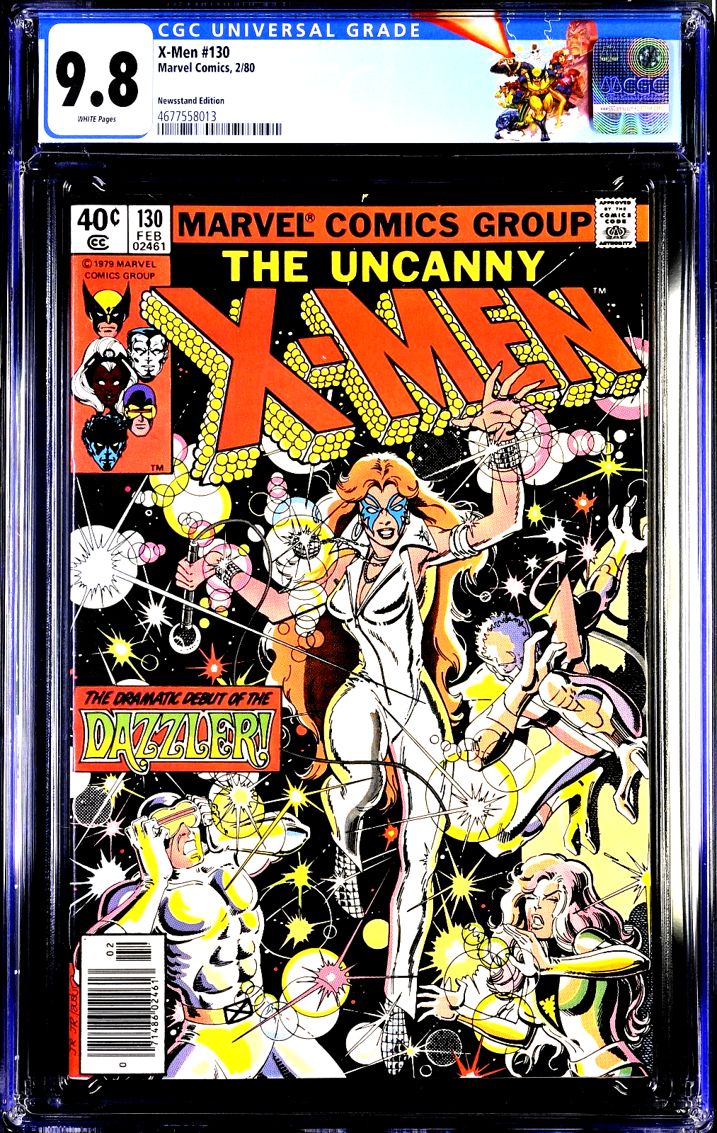 X-Men #130 (1980) CGC 9.8 NM/MT WHITE KEY 1st Dazzler NEWSSTAND Custom Label